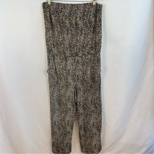 NY Collection Womens Strapless Jumper Animal Print Sz XL Leopard Club Wear